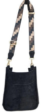 AHDORNED MINI FAUX SUEDE MESSENGER W/1.5" PRINTED ADJUSTABLE WEB STRAP - ASSORTED COLORS