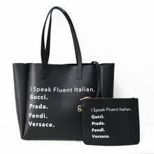 I Speak Fluid Italian Vegan Leather Tote - Black or Cream