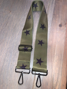 Olive Star 2” Adjustable Handbag Strap - Black or Neon Pink Stars