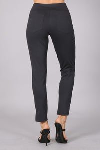 Chatoyant Cropped/capri pants with side slit opening detail and back  pockets - Charcoal