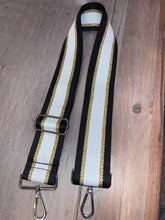 White/Black/Metallic Gold Stripe 2” Adjustable Handbag Strap