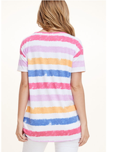 KEYHOLE V-NECK STRIPED TOP