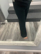 OCEAN DRIVE BLACK TERRY CLOTH HIGH WAIST WIDE LEG PANT - BLACK