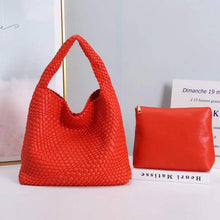 Vegan Leather Hand-Woven Tote Handbag Fashion Shoulder Top-handle Bag