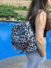 Leopard Vegan Leather Convertible Backpack - Grey or Tan