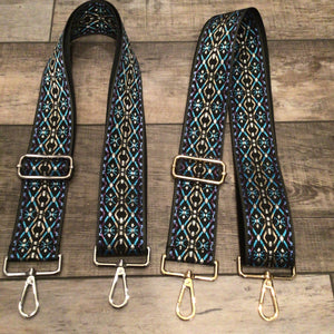 Abstract Adjustable Print Bag Strap - Silver or Gold Hardware