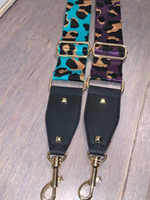 2" ADJUSTABLE ANIMAL PRINT BAG STRAP WITH VEGAN LEATHER  - PURPLE or TURQUOISE