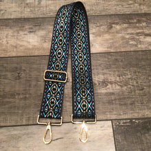 Abstract Adjustable Print Bag Strap - Silver or Gold Hardware