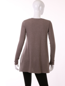 Hacci V Neck Long Sleeve Top - Stone
