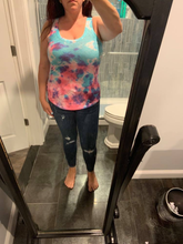 TIEDYE JUNIOR TANK TOP W PRINT - AQUA MIX