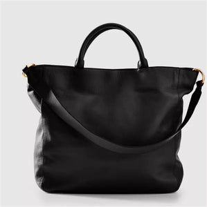 Vegan Leather Shoulder Bag - Black