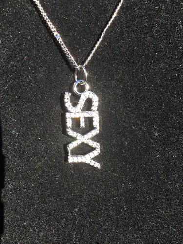 Sexy Rhodium Pendant on a Silver Adjustable Chain