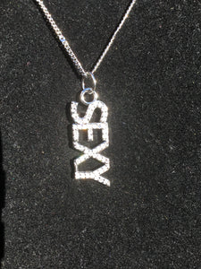 Sexy Rhodium Pendant on a Silver Adjustable Chain