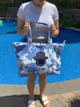 Hamsa Tiedye Canvas Tote Bag, Pouch & Strap Set - Blue or Grey