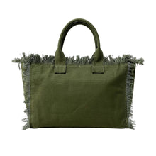 Olive Small Fringe Canvas Tote With Star Strap
