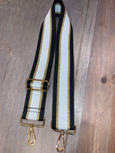 White/Black/Metallic Gold Stripe 2” Adjustable Handbag Strap