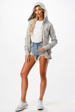 Dance & Marvel Knit Distressed Zip Up Front Hoodie - Grey