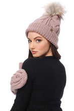 Women's Faux Fur Pom Beanie Hat with Sherpa Lining - Assorted Colors