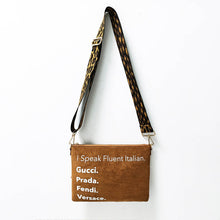 I Speak Italian Vegan Leather Clutch/ Crossbody  - Black or Camel