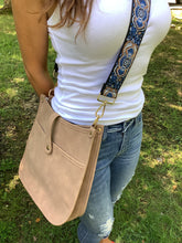 Nubuck Suede Vegan Messenger w/ Abstract Strap - Sand