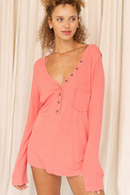 POL V-neck Buttondown Long sleeve top - Beige or Watermelon Pink
