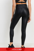 Mono B RED - Triple Zippered Pocket Highwaist Foil Leggings - Black