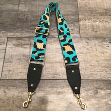 2" ADJUSTABLE ANIMAL PRINT BAG STRAP WITH VEGAN LEATHER  - PURPLE or TURQUOISE