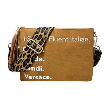 I Speak Italian Vegan Leather Clutch/ Crossbody  - Black or Camel