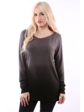 Dip Dye hacci brush Long Sleeve Top - Smoke
