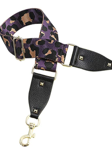 2" ADJUSTABLE ANIMAL PRINT BAG STRAP WITH VEGAN LEATHER  - PURPLE or TURQUOISE