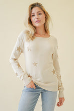 LIGHT WEIGHT GLITTER STAR SCREENED PULLOVER - NATURAL