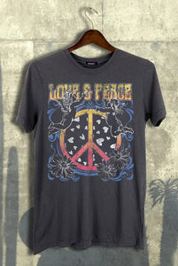 LOVE & PEACE GRAPHIC TEE - BLACK OR CHARCOAL