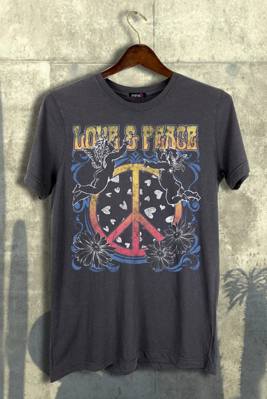 LOVE & PEACE GRAPHIC TEE - BLACK OR CHARCOAL