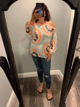 TIE DYE PRINT TERRY TOP WITH COLD SHOULDER DETAIL AND CONTRAST NECK BAND AND CUFFS - ASSORTED COLORS
