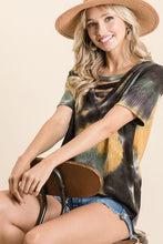 TIE DYE THERMAL WAFFLE V NECK TOP WITH STRAPPED - ASSORTED COLORS