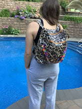 Leopard Vegan Leather Convertible Backpack - Grey or Tan