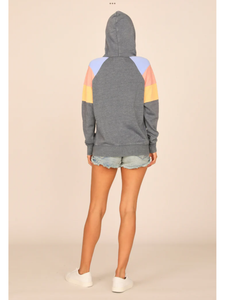 OCEAN DRIVE TIDEWATER GREY OR WHITE W/ MULTI STRIPES BURNOUT COLORBLOCK HOODIE