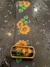 Black Daisy Adjustable bag strap with Gold hardware - 5cm