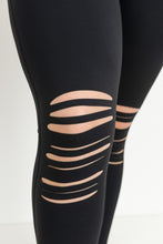 Mono B RED - Highwaist Shredded Knee Laser-Cut Leggings