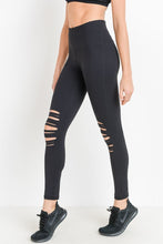 Mono B RED - Highwaist Shredded Knee Laser-Cut Leggings