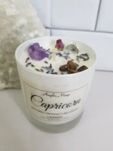 Capricorn Zodiac Crystal Soy Candle - Reiki Charged