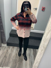 CHECK PLAID BUTTONED UP SHIRT WITH BLEACH EFFECT - RED/BLK or IVORY/BLK