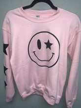 Black Glitter Happy Star Sleeve Sweatshirt - Black, Neon Pink or Light Pink