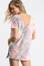 Tie dye cage detail short sleeve top - Purple Multi