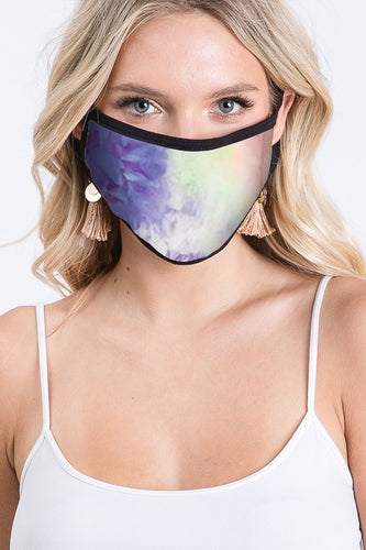 REVERSIBLE AND WASHABLE TIE DYE PRINT FASHION FACE MASK - Purple lime mix 💜💚