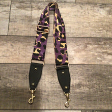 2" ADJUSTABLE ANIMAL PRINT BAG STRAP WITH VEGAN LEATHER  - PURPLE or TURQUOISE