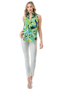 ARIELLA RUFFLE NECK TANK TOP - MULTI