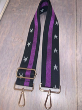 Metallic Purple & Black with Silver Star Bag Strap