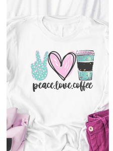 Peace Love Coffee White Graphic Tee