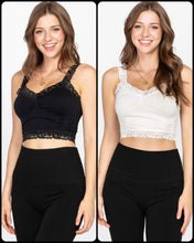 M. Rena Seamless Lace Trim Corset Bralette - Black or Ivory